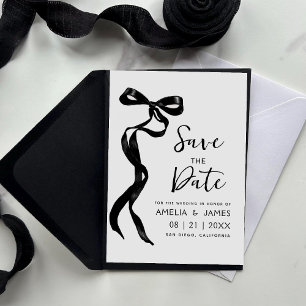 Invitation Ruban noir Bow Enregistrer le Mariage date