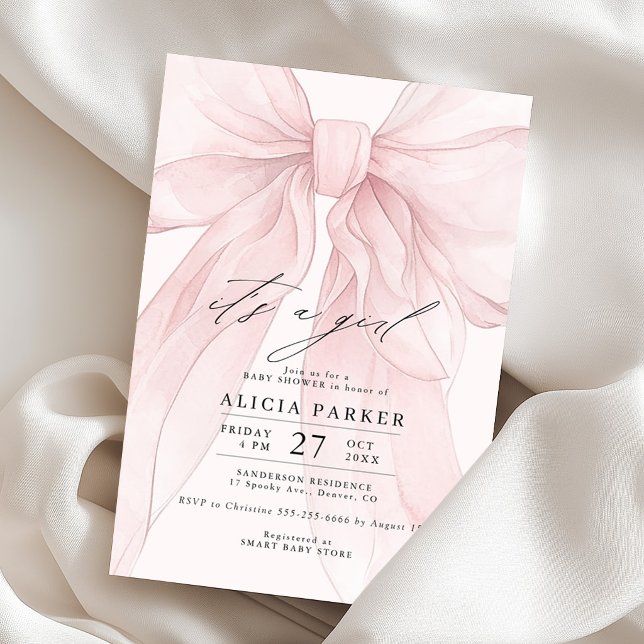 Invitation Ruban rose c'est une fille baby shower (Créateur téléchargé)