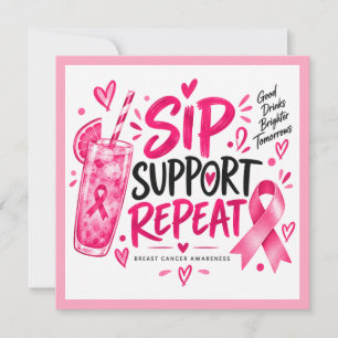 Invitation Ruban rose de sensibilisation au cancer du sein en