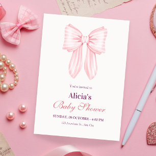 Invitation Ruban rose doux baby shower