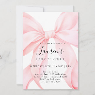 Invitation Ruban Rose Fille Personnalisé