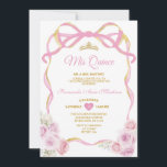 Invitation Ruban rose floral bleu Couronne or Mis Quince<br><div class="desc">ÉDITABLE Blush Rose Floral Bow Ribbon Or Couronne Mis Quince Invitation Elégante Quinceañera Blush Rose Floral Princesse Anniversaire Invitation Or Couronne Mis Quince 15 Anos,  16ème Anniversaire</div>