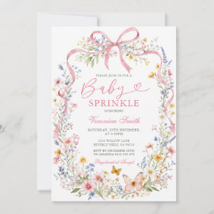Invitation Ruban rose sauvage bébé sprinkle