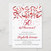 Ruban rouge et argent et Confetti rouge 50e annive