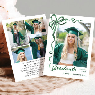 Invitation Ruban vert branché 5 PHOTO Graduation Party I
