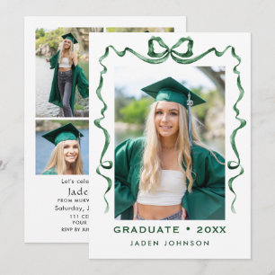 Invitation Ruban vert branché 5 PHOTO Graduation Party I