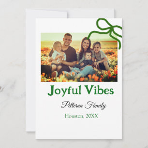 Invitation Ruban vert vibes joyeuses ajoutez nom de photo de