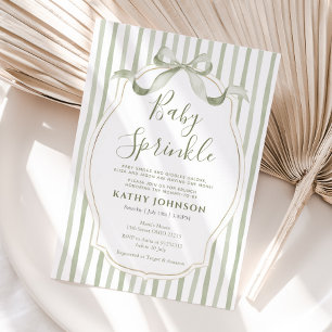 Invitation Ruban vintage Sage Green Baby Sprinkle Bow