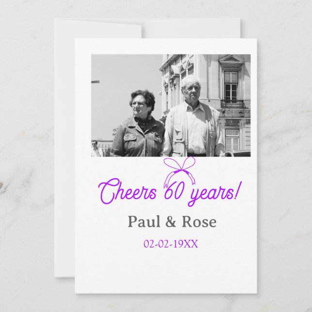 Invitation Ruban violet pour les 60 ans d'anniversaire de mar (Devant)