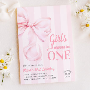 Invitation Rubans Arc-en-ciel Rose Premier Anniversaire