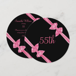 Invitation Rubans de satin rose élégants 55e anniversaire