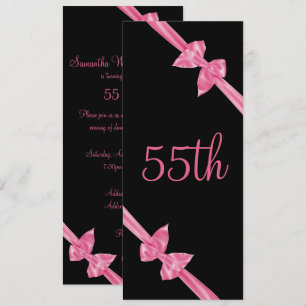 Invitation Rubans de satin rose élégants 55e anniversaire
