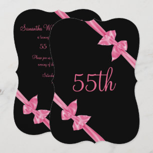 Invitation Rubans de satin rose élégants 55e anniversaire