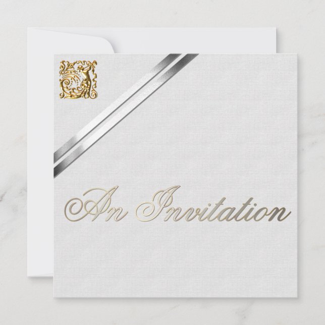 Invitation Rubans en argent et Mariage en or (Devant)