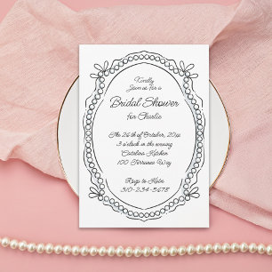 Invitation Rubans en stylo et en encre et perles Alt Texte