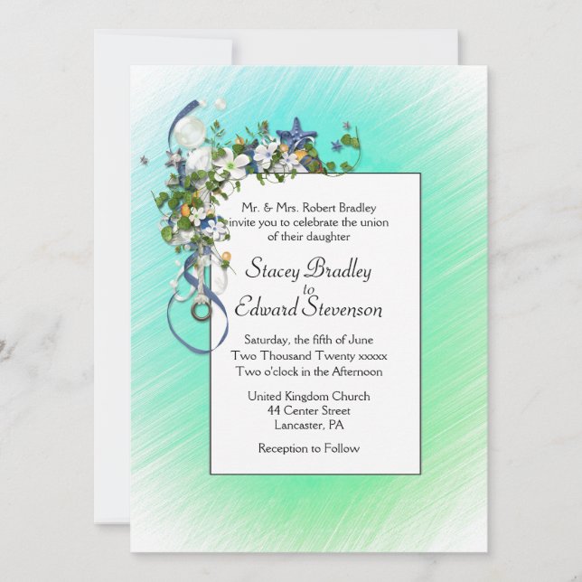 Invitation Rubans et bulles de Starfish Green (Devant)