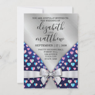 Invitation Rubans et cœurs d'invitation élégantes lignes arge