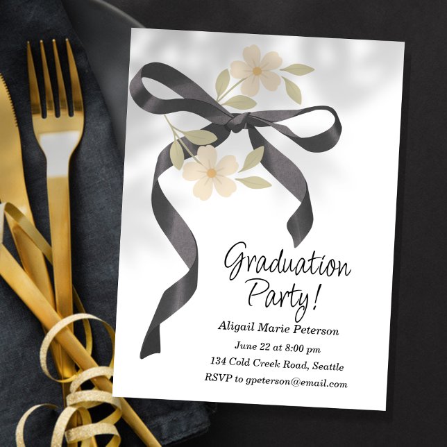 Invitation Rubans et Fleurs et Fête de Remise de Diplômes (Créateur téléchargé)