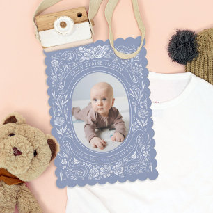 Invitation Rubans et Roses Baby Periwinkle Photo Birth