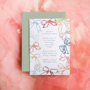 Invitation Rubans et vaches Watercolor Girls Anniversaire