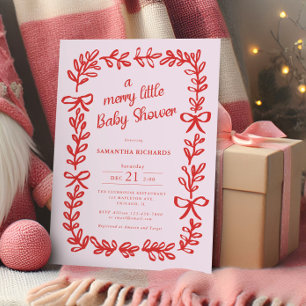 Invitation Rubans fantaisistes rouges roses Baby shower joyeu