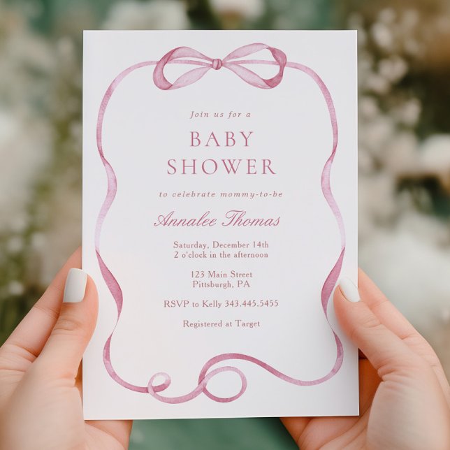 Invitation Rubans roses et vaches Baby shower fille (Créateur téléchargé)