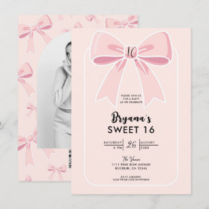 Invitation Rubans roses mignon coquette cottage chic douce 16