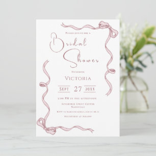 Invitation Rubans roses Minimaliste Douche nuptiale Invitatio