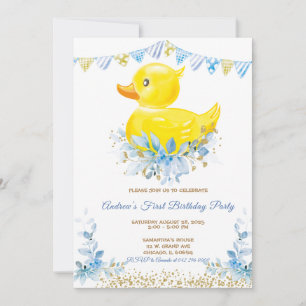Invitation RUBBER DUCK GARÇON Premier anniversaire