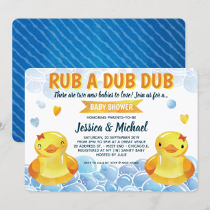 Invitation Rubber Duck Girls Twins Baby shower