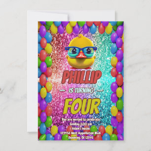 Invitation Rubber Duck personnalisable caractère d'anniversai