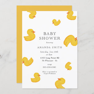 Invitation Rubber Duck Rub Jaune Dub Baby shower Invit