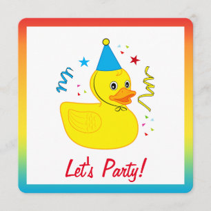 Invitation Rubber Ducky avec fête d'anniversaire Casquette
