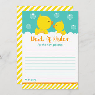 Invitation Rubber Ducky Jaune et Vert Mots de sagesse