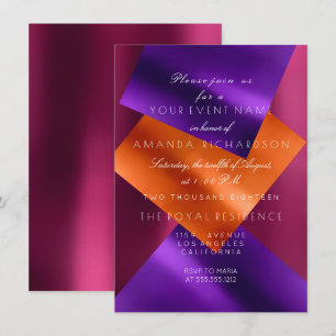 Invitation Ruben Corail Violet Améthyste Géométrie Métallique