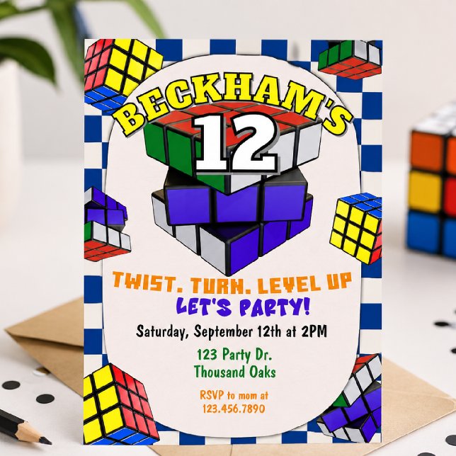 Invitation Rubik's Cube Birthday | Puzzle Cube Party (Créateur téléchargé)