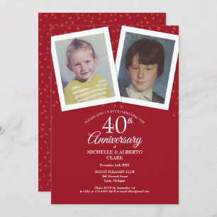Invitation Ruby 40e anniversaire de Mariage Photos d'enfance