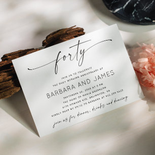 Invitation Ruby 40e anniversaire du Mariage   Moderne minimal