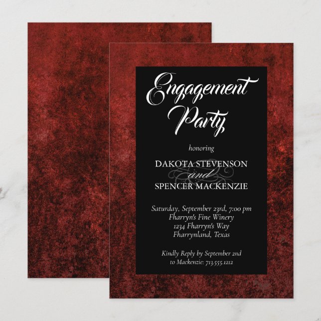 Invitation Ruby Crimson Rouge | Groupe d'engagement classique (Devant / Derrière)