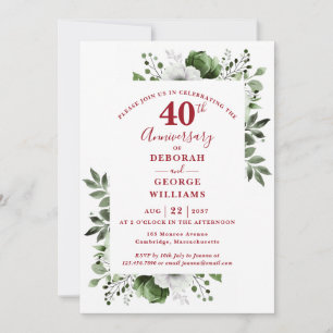 Invitation Ruby Élégant Verdure 40e anniversaire de mariage 