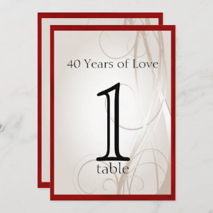 Invitation Ruby Heart 40th Anniversary Numéro de tableau