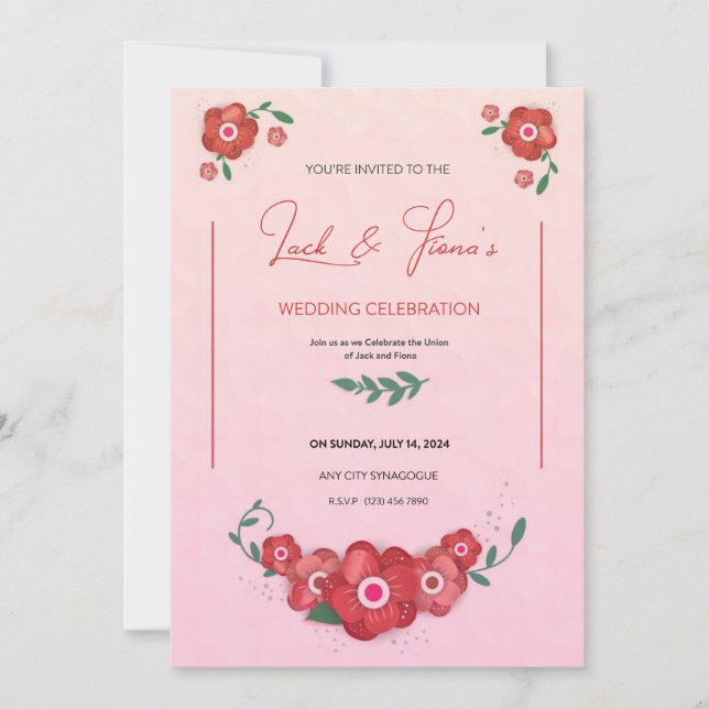 Invitation Ruby Petals of Romance Symphony Mariage (Devant)