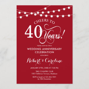 Invitation Ruby Red 40th Mariage Anniversary