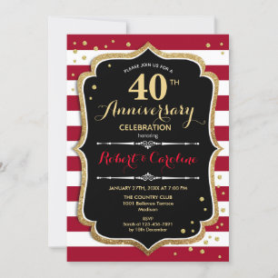 Invitation Ruby Red Black Gold 40e anniversaire