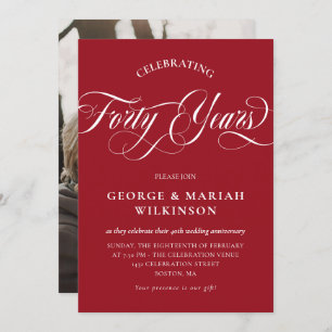 Invitation Ruby Red Calligraphie Tourbillonnant 40e anniversa
