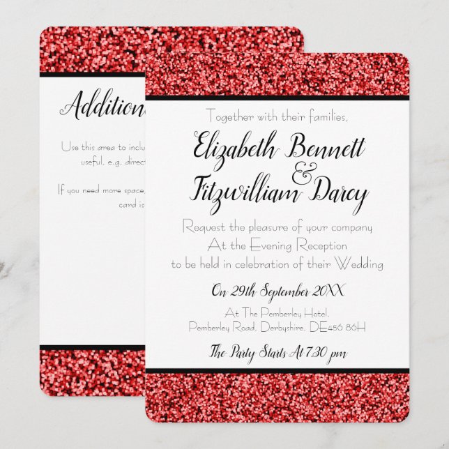 Invitation Ruby Red Faux Parties scintillant Soirée Invitatio (Devant / Derrière)