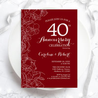 Ruby Red Floral 40e Anniversaire