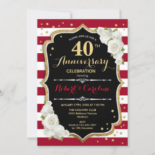 Invitation Ruby Red Gold Black 40th Anniversary