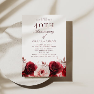 Invitation Ruby Red Roses 40e anniversaire du Mariage