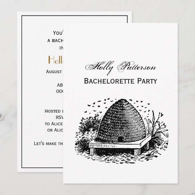 Invitation Ruche et Abeilles #1 Heraldique Vintage (Devant / Derrière)